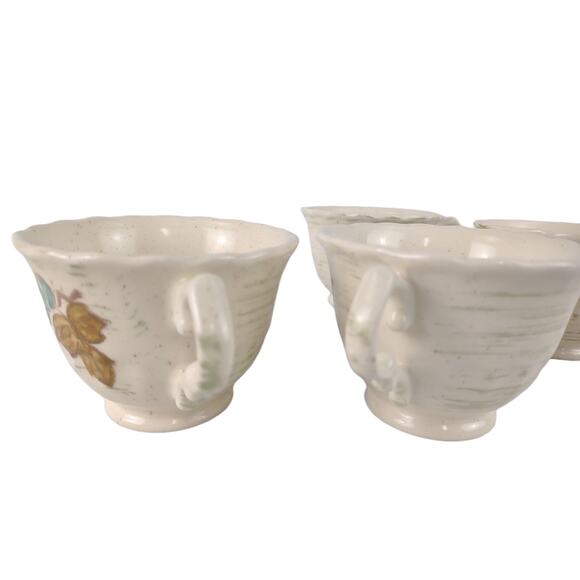 Set of 4 Vintage Metlox Vernonware VINEYARD Footed Tea Cups Grapes Leaves c1960 - Picture 5 of 6